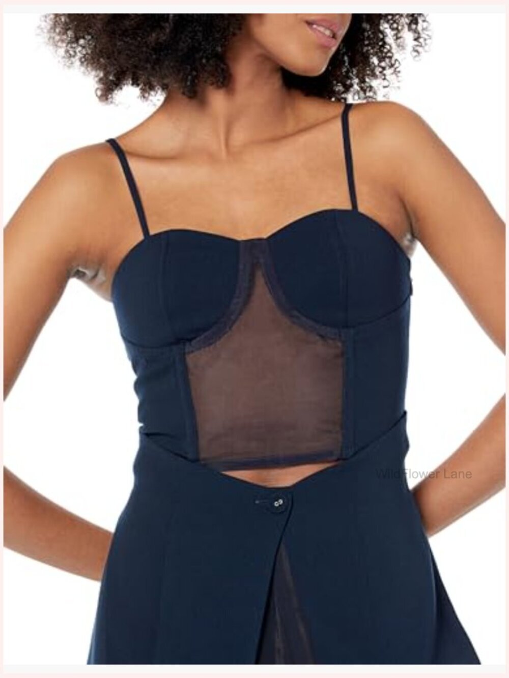 Women's Sky Captain Organza Inset Long Corset Top - Picture 4 of 7